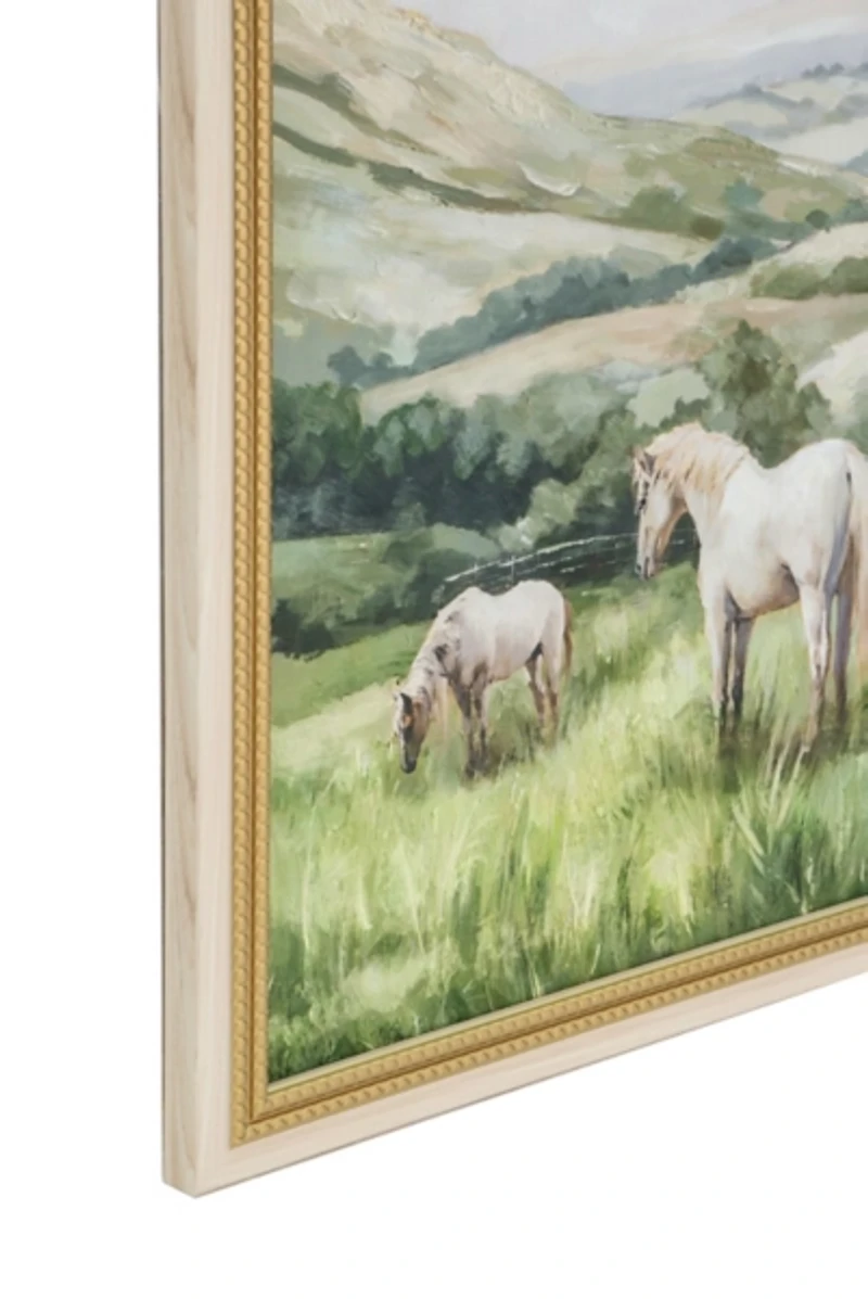 Horses in Pastures Framed Canvas Prints, Set of 2