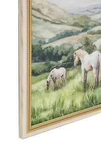 Horses in Pastures Framed Canvas Prints, Set of 2