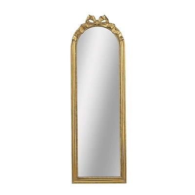 Gold Ribbon Bow Slim Arch Wall Mirror