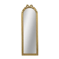 Gold Ribbon Bow Slim Arch Wall Mirror