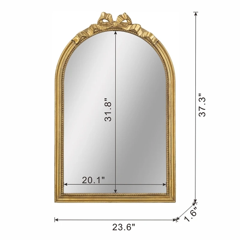 Gold Ribbon Bow Arch Wall Mirror