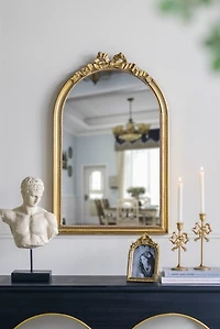 Gold Ribbon Bow Arch Wall Mirror