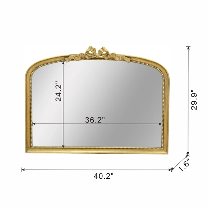Gold Ribbon Bow Wide Arch Wall Mirror