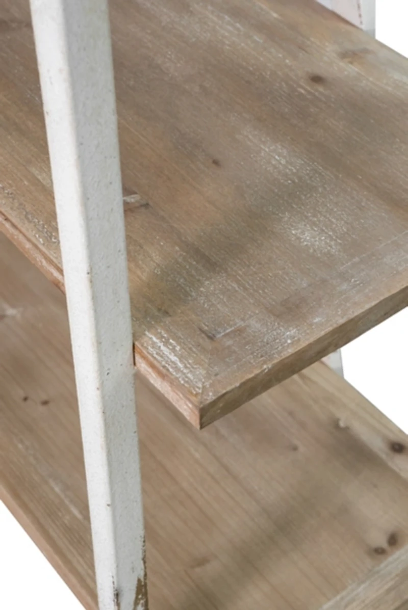 Natural Fir White Metal Frame 5-Tier Bookshelf