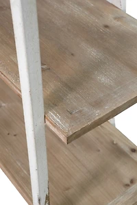 Natural Fir White Metal Frame 5-Tier Bookshelf