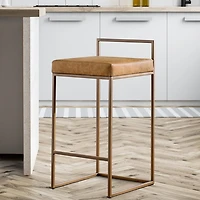 Chestnut Brown Leather Belfort Counter Stool