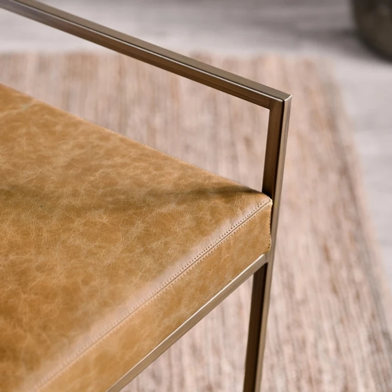 Chestnut Brown Leather Belfort Counter Stool