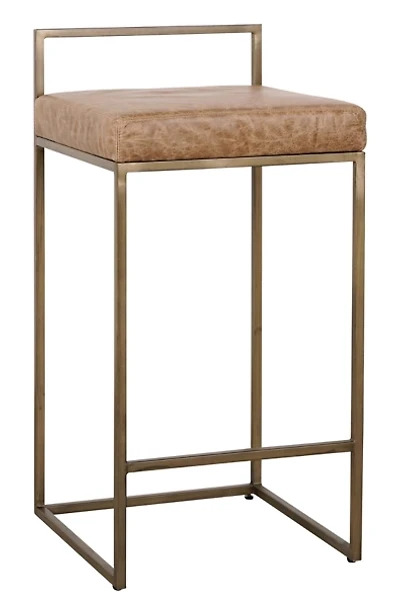 Chestnut Brown Leather Belfort Counter Stool