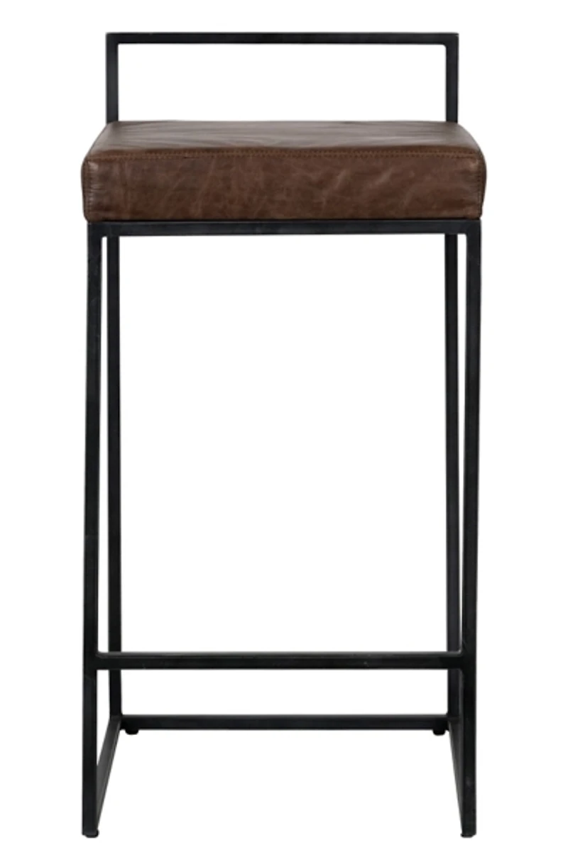 Cocoa Brown Leather Belfort Counter Stool
