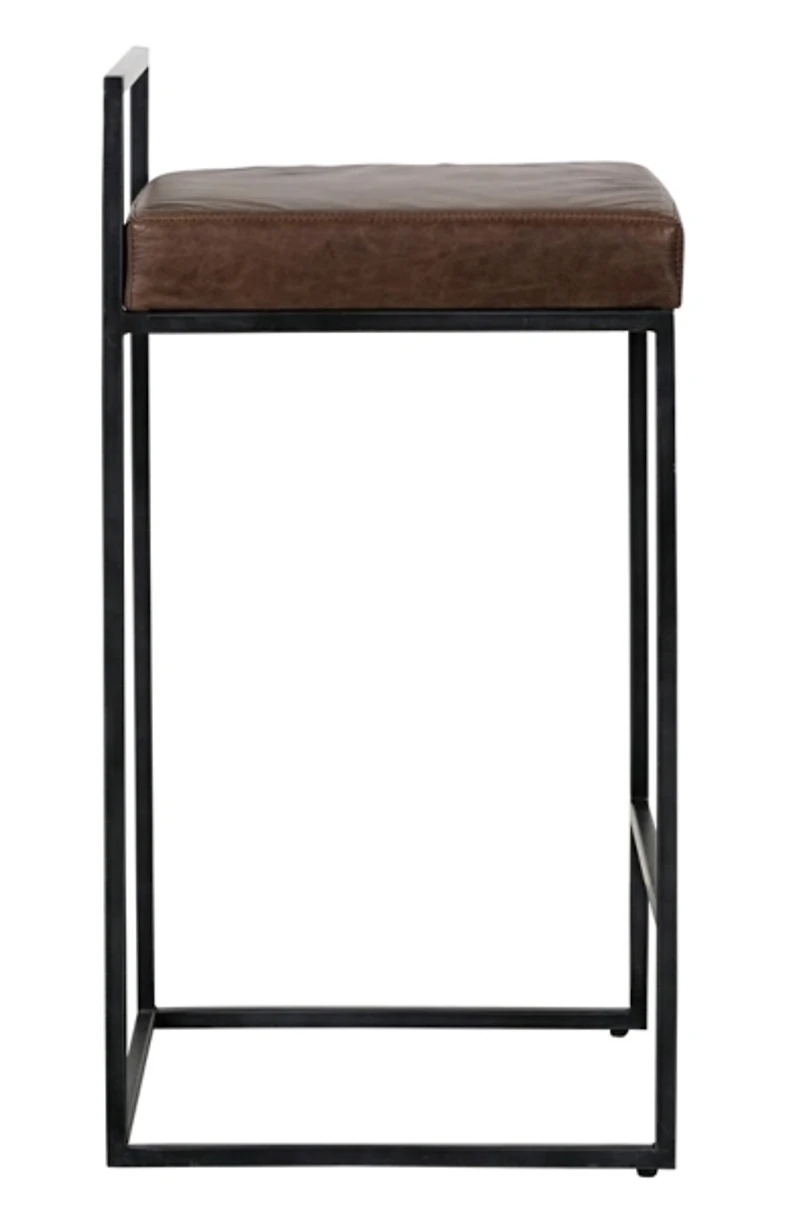 Cocoa Brown Leather Belfort Counter Stool
