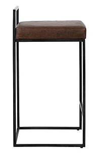 Cocoa Brown Leather Belfort Counter Stool