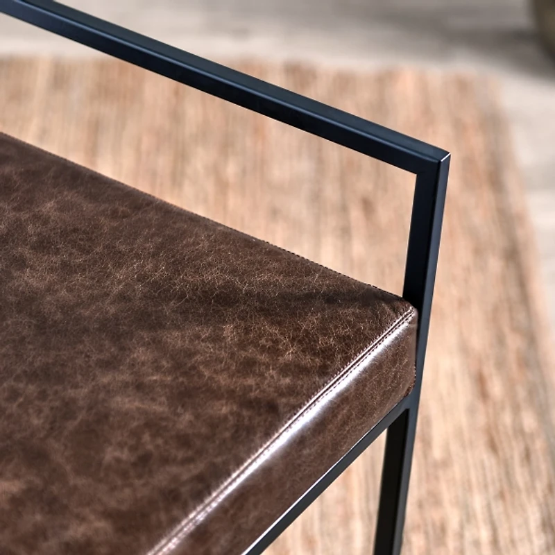 Cocoa Brown Leather Belfort Counter Stool