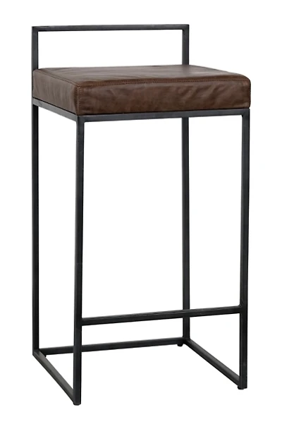 Cocoa Brown Leather Belfort Counter Stool