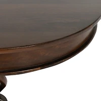 Brown Carved Pedestal Base Mango Wood Accent Table