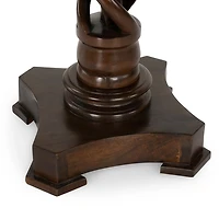 Brown Carved Pedestal Base Mango Wood Accent Table