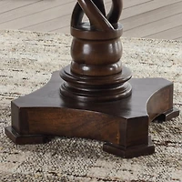 Brown Carved Pedestal Base Mango Wood Accent Table