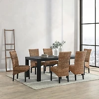 Handwoven Rattan and Wood Dining Chairs, Set of 2
