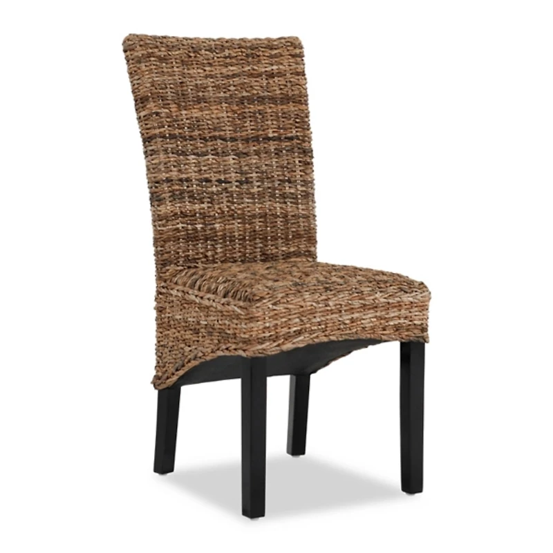 Handwoven Rattan and Wood Dining Chairs, Set of 2