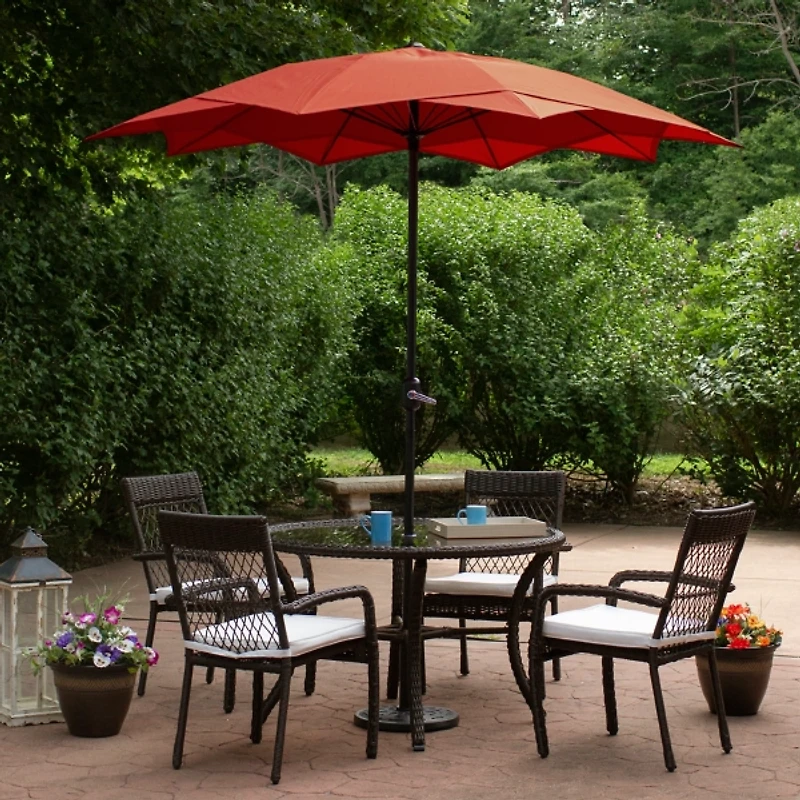 Terracotta Lotus Hand Crank 8 ft. Patio Umbrella