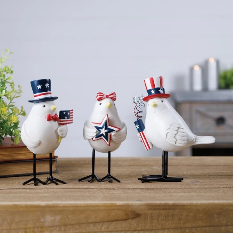 Americana Bird Figurines, Set of 3
