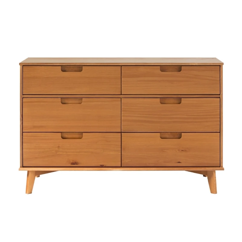 Caramel Grooved Handle 6-Drawer Dresser