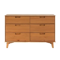 Caramel Grooved Handle 6-Drawer Dresser