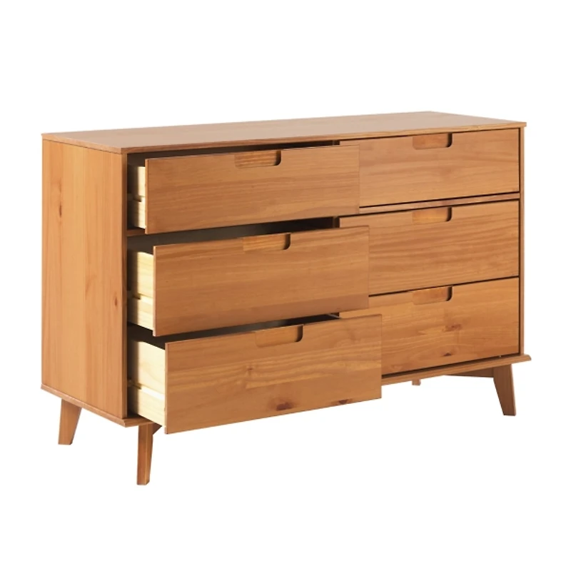 Caramel Grooved Handle 6-Drawer Dresser