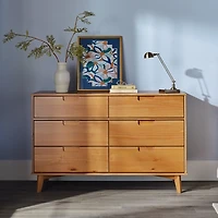 Caramel Grooved Handle 6-Drawer Dresser