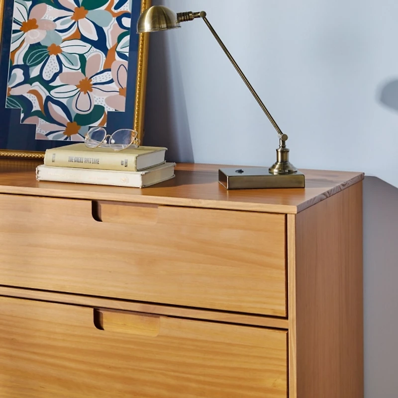 Caramel Grooved Handle 6-Drawer Dresser