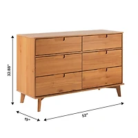 Caramel Grooved Handle 6-Drawer Dresser