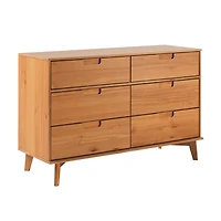 Caramel Grooved Handle 6-Drawer Dresser
