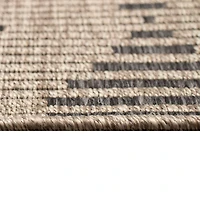 Taupe Wavy Lines & Diamonds Outdoor Area Rug