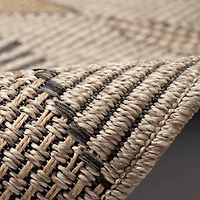 Taupe Wavy Lines & Diamonds Outdoor Area Rug