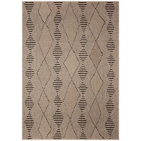 Taupe Wavy Lines & Diamonds Outdoor Area Rug