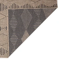 Taupe Wavy Lines & Diamonds Outdoor Rug, 7 ft.