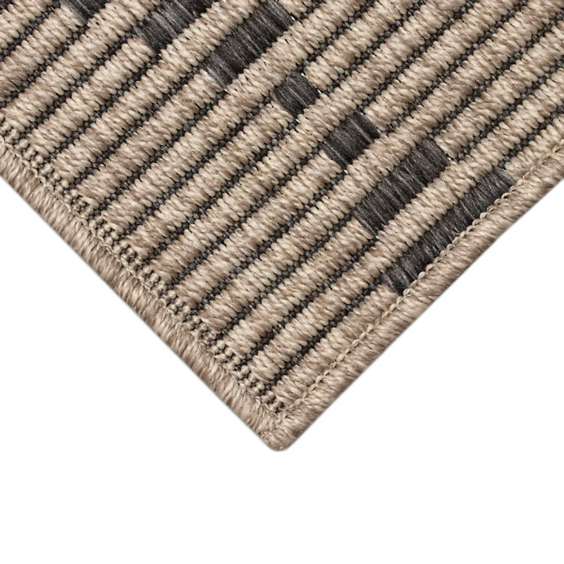 Taupe Wavy Lines & Diamonds Outdoor Rug, 7 ft.