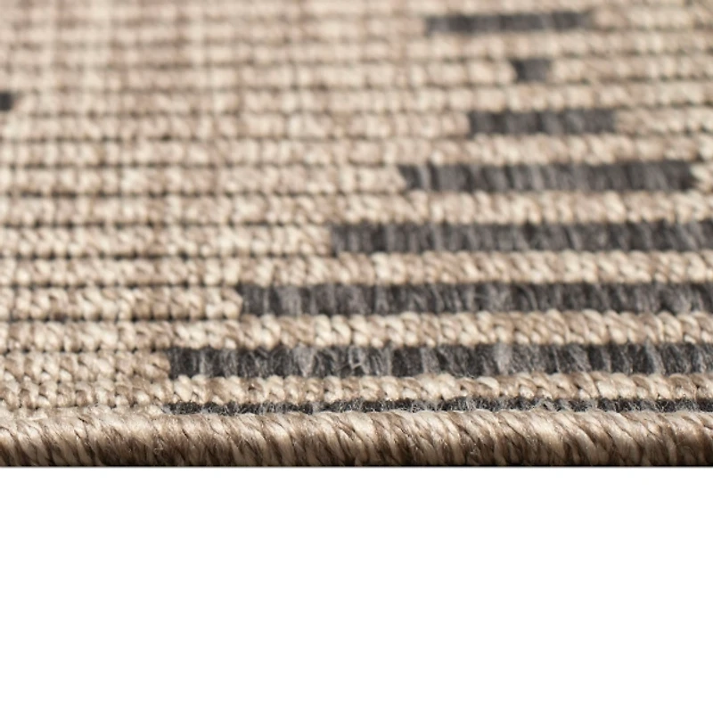 Taupe Wavy Lines & Diamonds Outdoor Rug, 7 ft.