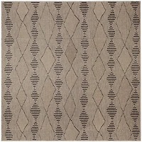 Taupe Wavy Lines & Diamonds Outdoor Rug, 7 ft.