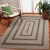 Taupe Framed Stripe Indoor/Outdoor Area Rug