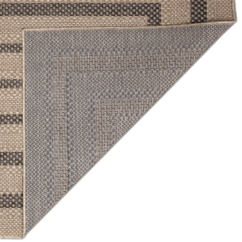 Taupe Framed Stripe Indoor/Outdoor Area Rug