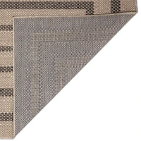 Taupe Framed Stripe Indoor/Outdoor Area Rug