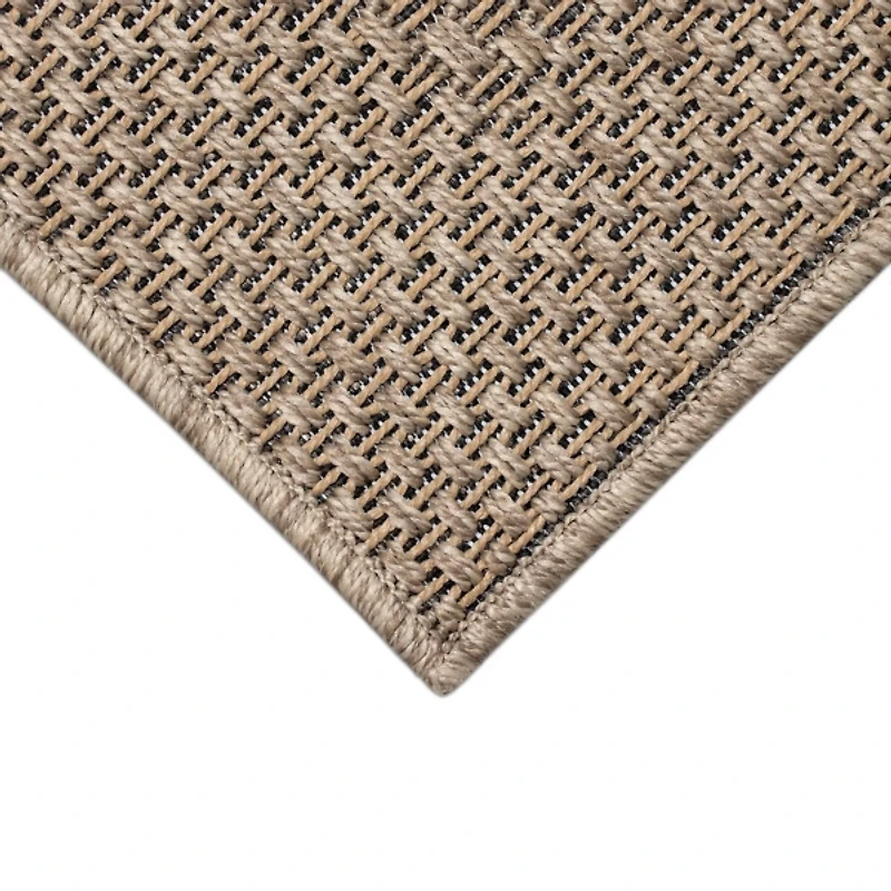 Taupe Framed Stripe Indoor/Outdoor Area Rug