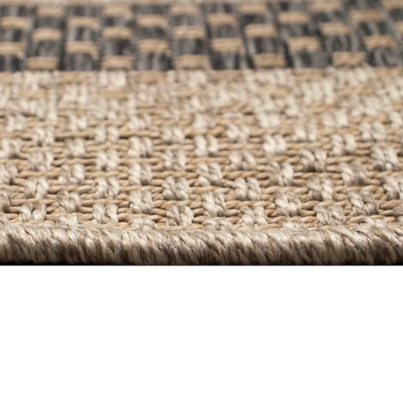 Taupe Framed Stripe Indoor/Outdoor Area Rug