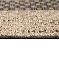 Taupe Framed Stripe Indoor/Outdoor Area Rug