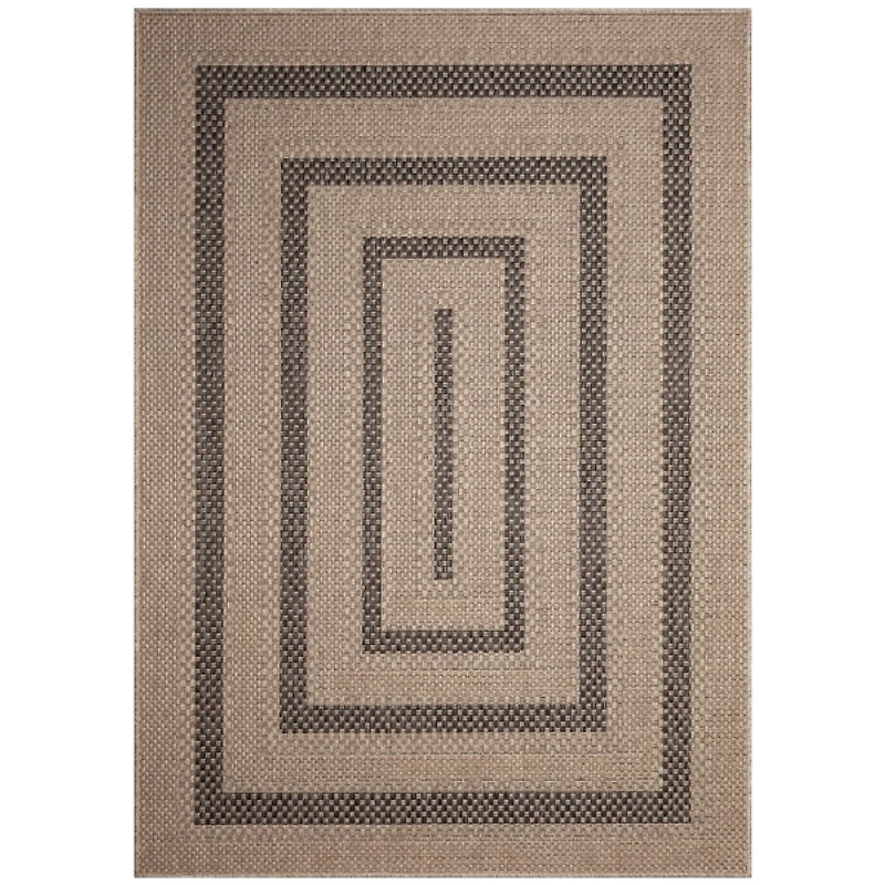 Taupe Framed Stripe Indoor/Outdoor Area Rug