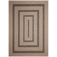 Taupe Framed Stripe Indoor/Outdoor Area Rug