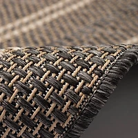 Gray Framed Stripe Indoor/Outdoor Area Rug