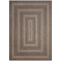 Gray Framed Stripe Indoor/Outdoor Area Rug