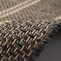 Gray Framed Stripe Indoor/Outdoor Area Rug