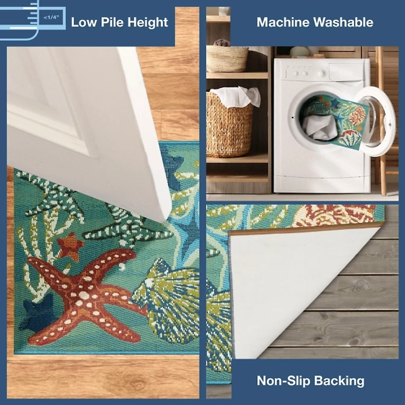 Aqua Marine Life Indoor/Outdoor Runner, 1x4